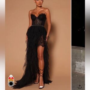 Fashion Nova Anastasia Tulle Maxi Dress - Black